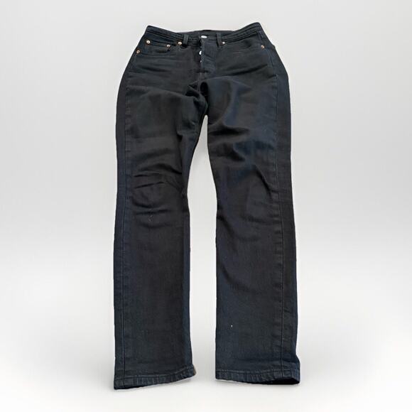 Levis 501 S Womens Black Denim Straight Leg BIG E Button Fly Jeans Size 24x28 - Picture 1 of 14